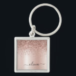 Roos Gold - Blush Pink Glitter Metal Monogram Naam Sleutelhanger<br><div class="desc">Roos Gold - Blush Pink Faux Folie Metallic Sparkle Glitter Brushed Metal Monogram Name Keychains (Sleutelhanger). Dit maakt de perfecte liefhebbende 16 verjaardag,  bruiloft,  vrijgezellenfeest,  verjaardagsdag,  baby shower of vrijgezellenfeest voor iemand die van luxe glam en stijl houdt.</div>