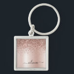 Roos Gold - Blush Pink Glitter Metal Monogram Naam Sleutelhanger<br><div class="desc">Roos Gold - Blush Pink Faux Folie Metallic Sparkle Glitter Brushed Metal Monogram Name Keychains (Sleutelhanger). Dit maakt de perfecte liefhebbende 16 verjaardag,  bruiloft,  vrijgezellenfeest,  verjaardagsdag,  baby shower of vrijgezellenfeest voor iemand die van luxe glam en stijl houdt.</div>