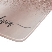 Roos Gold - Blush Pink Glitter Metal Monogram Naam Snijplank (Hoek)