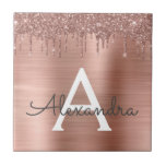 Roos Gold - Blush Pink Glitter Metal Monogram Naam Tegeltje<br><div class="desc">Roos Gold - Blush Pink Faux Folie Metallic Sparkle Glitter Brushed Metal Monogram Name and Initiaal Ceramic Tiles. Dit maakt de perfecte liefhebbende 16 verjaardag,  bruiloft,  vrijgezellenfeest,  verjaardagsdag,  baby shower of vrijgezellenfeest voor iemand die van luxe glam en stijl houdt.</div>