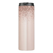 Roos Gold - Blush Pink Glitter Metal Monogram Naam Thermosbeker (Achterkant)