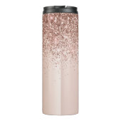 Roos Gold - Blush Pink Glitter Metal Monogram Naam Thermosbeker (Achterkant)