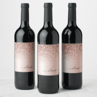 Roos Gold - Blush Pink Glitter Metal Monogram Naam