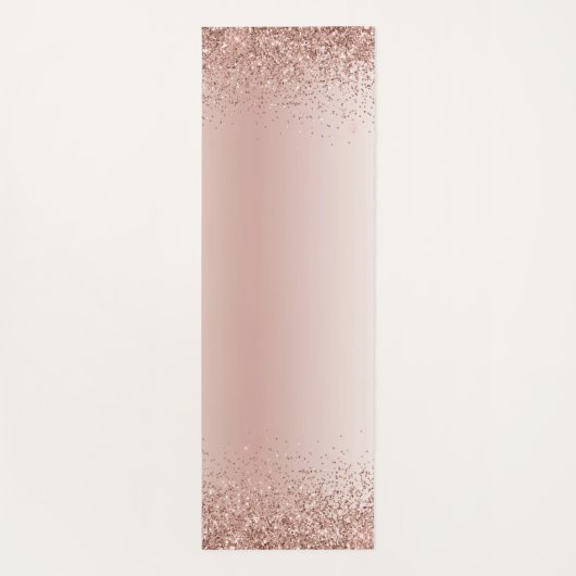 Roos Gold - Blush Pink Glitter Metal Monogram Naam Yogamat (Achterkant)