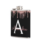 Roos Gold - Blush Pink Glitter Monogram Naam Heupfles (Links)