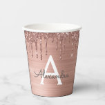 Roos Gold Blush Pink Glitter Monogram Papieren Bek Papieren Bekers<br><div class="desc">Roos Gold - Blush Pink Faux Glitter en Sparkle Elegant Monogram Birthday,  Wedding,  Vrijgezellenfeest of Bachelorette Party Cup. Deze Voetbal kan worden aangepast om uw initiaal en voornaam op te nemen. Neem contact op met de ontwerper voor aangepaste overeenkomende objecten.</div>