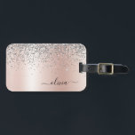 Roos Gold - Blush Pink Glitter Silver Monogram Bagagelabel<br><div class="desc">Roos Gold - Blush roze en Silver Faux Folie Metallic Sparkle Glitter Brushed Metal Monogram Name and Initiaal Bag or Bagagelabel. Dit maakt de perfecte liefhebbende 16 verjaardag,  bruiloft,  vrijgezellenfeest,  verjaardagsdag,  baby shower of vrijgezellenfeest voor iemand die van luxe glam en stijl houdt.</div>