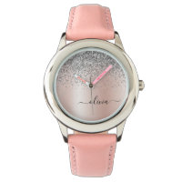 Roos Gold - Blush Pink Glitter Silver Monogram