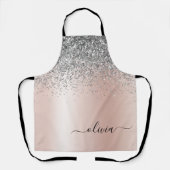 Roos Gold - Blush Pink Glitter Silver Monogram Schort (Voorkant)