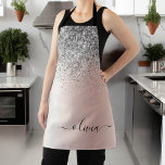 Roos Gold - Blush Pink Glitter Silver Monogram Schort<br><div class="desc">Roos Gold - Blush roze en Silver Faux Folie Metallic Sparkle Glitter Brushed Metal Monogram Name Apron. Dit maakt de perfecte liefhebbende 16 verjaardag,  bruiloft,  vrijgezellenfeest,  verjaardagsdag,  baby shower of vrijgezellenfeest voor iemand die van luxe glam en stijl houdt.</div>