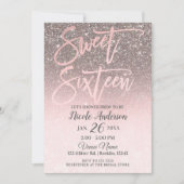 Roos Gold Blush Pink Glitter Sparkle Glam Sweet 16 Kaart (Voorkant)