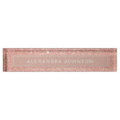 Roos Gold Blush Pink Glitter Sparkle Modern Naambordje (Voorkant)
