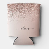Roos Gold - Blush Pink Glitter Sparkle Monogram Blikjeskoeler (Voorkant)