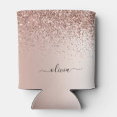 Roos Gold - Blush Pink Glitter Sparkle Monogram Blikjeskoeler (Achterkant)