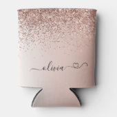 Roos Gold - Blush Pink Glitter Sparkle Monogram Ca Blikjeskoeler (Voorkant)