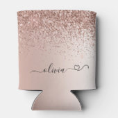 Roos Gold - Blush Pink Glitter Sparkle Monogram Ca Blikjeskoeler (Achterkant)