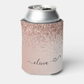 Roos Gold - Blush Pink Glitter Sparkle Monogram Ca Blikjeskoeler (Blikje Achterkant)