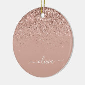 Roos Gold - Blush Pink Glitter Sparkle Name Keramisch Ornament (Links)