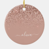 Roos Gold - Blush Pink Glitter Sparkle Name Keramisch Ornament (Achterkant)