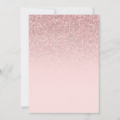 Roos Gold Blush Pink Glitter Sweet 16 Party Kaart (Achterkant)