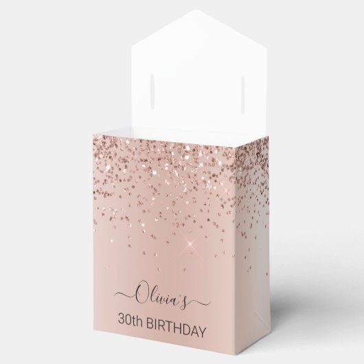 Roos Gold - Blush Pink Glitter Verjaardagsfeestje Bedankdoosjes (Geopend)