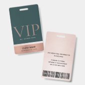 ROOS GOLD BLUSH PINK GREEN VIP EVENT ACCESS PASS BADGE (Voor- en achterkant)