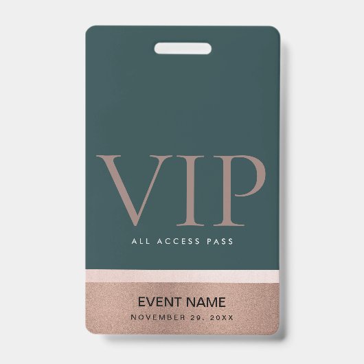 ROOS GOLD BLUSH PINK GREEN VIP EVENT ACCESS PASS BADGE (Voorzijde)