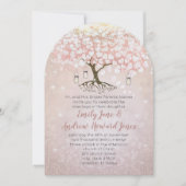 Roos Gold Blush Pink Heart Tree Weddenschap Kaart (Voorkant)