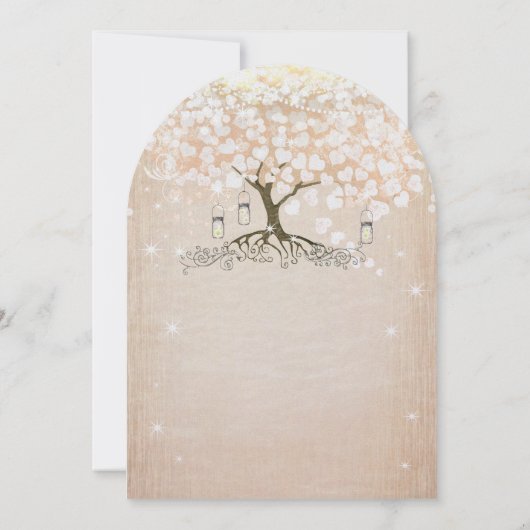Roos Gold Blush Pink Heart Tree Weddenschap Kaart (Achterkant)