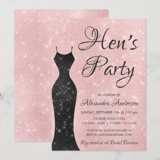 Roos Gold - Blush Pink Hen's Party Kaart (Voorkant / Achterkant)