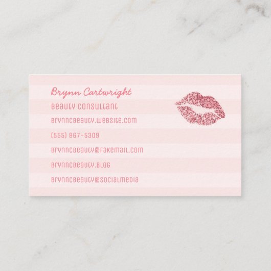 Roos Gold Blush Pink Lips Make-up Beauty Consultan Visitekaartje (Achterkant)