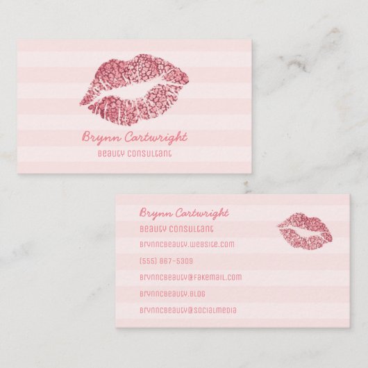 Roos Gold Blush Pink Lips Make-up Beauty Consultan Visitekaartje (Voorkant / Achterkant)