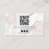 Roos Gold Blush Pink Marble Monogram QR-code Visitekaartje (Achterkant)