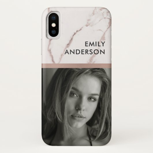 ROOS GOLD BLUSH PINK MARBLE PERSONAL PHOTO INSERT Case-Mate iPhone CASE (Achterkant)
