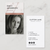 ROOS GOLD BLUSH PINK MARBLE PERSONAL PHOTO INSERT VISITEKAARTJE (Voorkant / Achterkant)