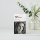 ROOS GOLD BLUSH PINK MARBLE PERSONAL PHOTO INSERT VISITEKAARTJE (Staand voorkant)