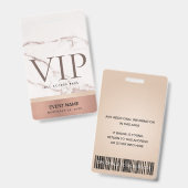 ROOS GOLD BLUSH PINK MARBLE VIP EVENT ACCESS PASS BADGE (Voor- en achterkant)