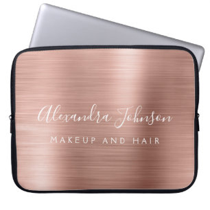Roos Gold - Blush Pink Metallic Monogram Business Laptop Sleeve