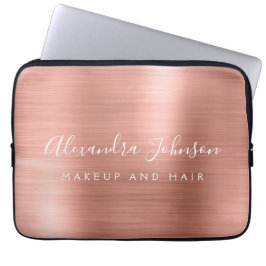 Roos Gold - Blush Pink Metallic Monogram Business Laptop Sleeve