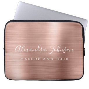 Roos Gold - Blush Pink Metallic Monogram Business Laptop Sleeve