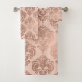 Roos Gold Blush Pink Modern Glam Damask Bad Handdoek (Insitu)