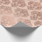 Roos Gold Blush Pink Modern Glam Damask Cadeaupapier (Hoek)
