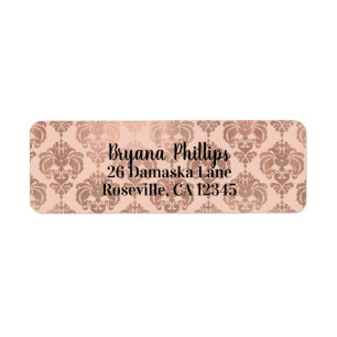 Roos Gold Blush Pink Modern Glam Damask Etiket