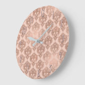 Roos Gold Blush Pink Modern Glam Damask Grote Klok (Hoek)