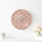 Roos Gold Blush Pink Modern Glam Damask Grote Klok (Huis)