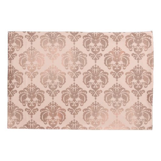 Roos Gold Blush Pink Modern Glam Damask Kussensloop (Achterkant)
