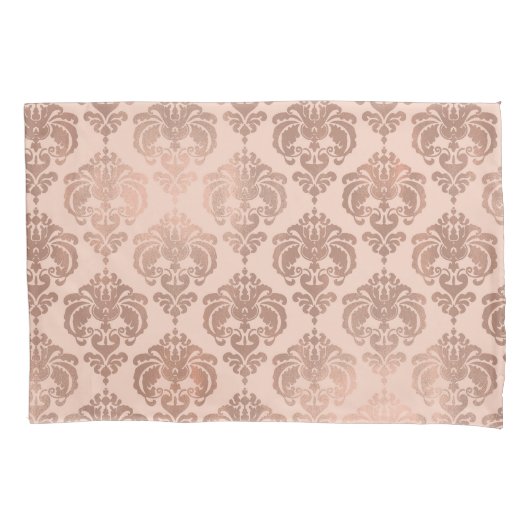 Roos Gold Blush Pink Modern Glam Damask Kussensloop (Voorkant)
