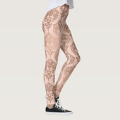 Roos Gold Blush Pink Modern Glam Damask Leggings (Rechts)