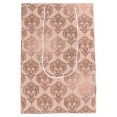 Roos Gold Blush Pink Modern Glam Damask Medium Cadeauzakje (Achterkant)