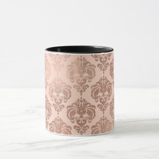 Roos Gold Blush Pink Modern Glam Damask Mok (Midden)